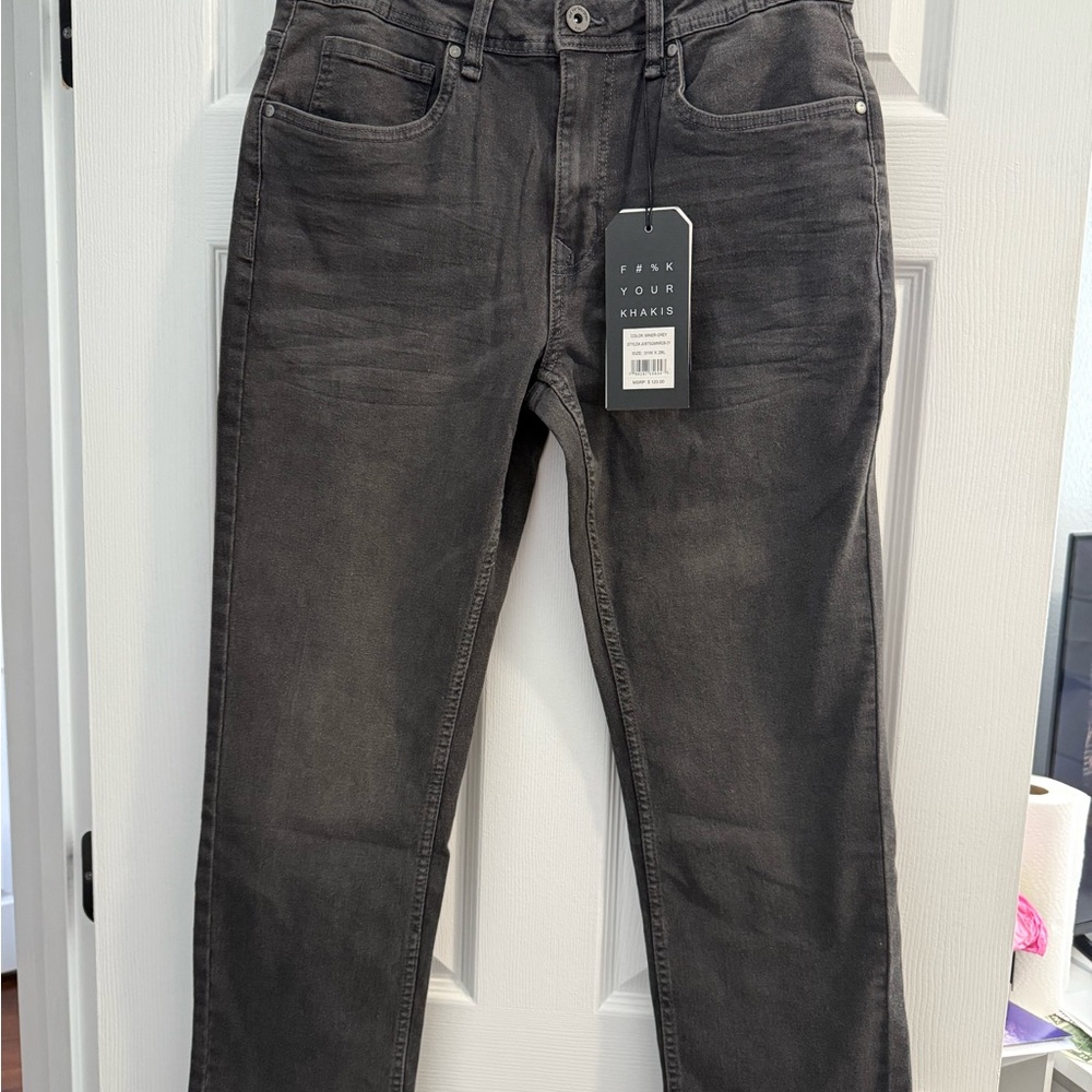 Funk Your Khakis Men's Charcoal Straight Jeans